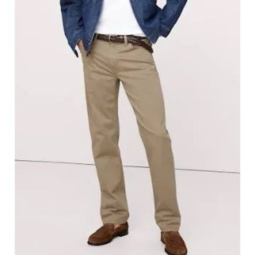 Banana Republic Mens Straight Fit Traveler Pant Khaki Tan Italian Fabric 40x34